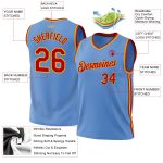 Custom Light Blue Red-Gold Throwback Basketball Jersey - Authentic Personalized Design Personalized Light Blue Red-Gold Authentic