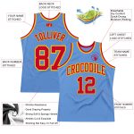 Custom Light Blue Red-Gold Basketball Jersey with Personalized Name and Number - Authentic Throwback Style Personalized Light
