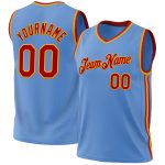 Custom Light Blue Red-Gold Throwback Basketball Jersey - Authentic Personalized Design Personalized Light Blue Red-Gold Authentic