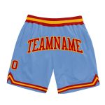 Custom Name Number Authentic Basketball Shorts Light Blue Red Gold Throwback Team Personalized Light Blue Red-Gold Authentic