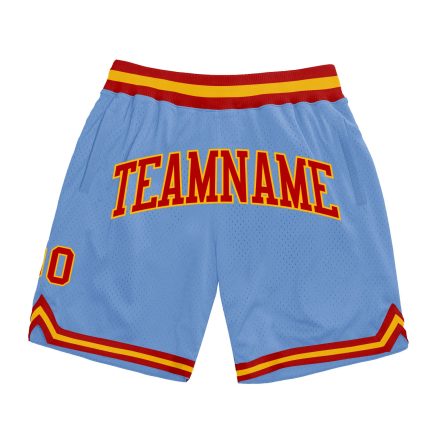 Custom Name Number Authentic Basketball Shorts Light Blue Red Gold Throwback Team Personalized Light Blue Red-Gold Authentic
