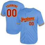 Custom Name & Number Authentic Throwback Baseball Jersey - Personalized Light Blue Red-Gold Mesh Team Apparel Personalized