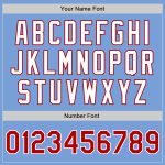 Custom Name and Number Baseball Jersey - Light Blue Red-Gray Authentic Split Fashion Team Apparel Personalized Light Blue