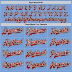 Custom Varsity Letterman Jacket with Name and Number - Light Blue Red-Kelly Green Two Tone Bomber Full-Snap Design Personalized