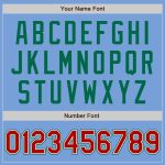 Custom Varsity Letterman Jacket with Name and Number - Light Blue Red-Kelly Green Two Tone Bomber Full-Snap Design Personalized