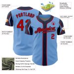 Custom Authentic Baseball Jersey - Personalized Light Blue Red-Navy with Name & Number - 3 Colors Available Personalized
