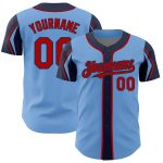 Custom Authentic Baseball Jersey - Personalized Light Blue Red-Navy with Name & Number - 3 Colors Available Personalized