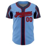 Custom Authentic Baseball Jersey - Personalized Light Blue Red-Navy with Name & Number - 3 Colors Available Personalized