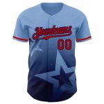 Custom Name and Number Baseball Jersey - Light Blue Red-Navy 3D Twinkle Star Pattern Design Personalized Light Blue Red-Navy