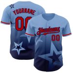 Custom Name and Number Baseball Jersey - Light Blue Red-Navy 3D Twinkle Star Pattern Design Personalized Light Blue Red-Navy