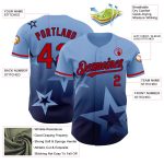 Custom Name and Number Baseball Jersey - Light Blue Red-Navy 3D Twinkle Star Pattern Design Personalized Light Blue Red-Navy