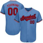 Personalized Light Blue Red Navy Baseball Jersey - Authentic Sports Apparel Personalized Light Blue Red-Navy Authentic Baseball