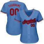 Personalized Light Blue Red Navy Baseball Jersey - Authentic Sports Apparel Personalized Light Blue Red-Navy Authentic Baseball