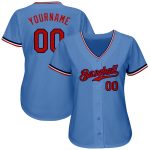 Custom Light Blue Red-Navy Baseball Jersey with Personalized Name and Number - Authentic Team Apparel Personalized Light