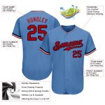 Custom Light Blue Red-Navy Baseball Jersey with Personalized Name and Number - Authentic Team Apparel Personalized Light