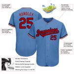 Personalized Light Blue Red Navy Baseball Jersey - Authentic Sports Apparel Personalized Light Blue Red-Navy Authentic Baseball