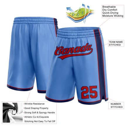 Personalized Custom Name and Number Authentic Basketball Shorts Light Blue Red Navy Personalized Light Blue Red-Navy Authentic