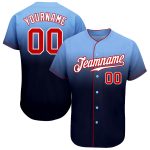 Custom Name and Number Baseball Jersey - Light Blue Red-Navy Authentic Fade Fashion Team Jersey Personalized Light Blue Red-Navy