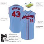 Custom Name and Number Baseball Jersey - Authentic Sleeveless, Light Blue Red-Navy Design, Personalized Team Apparel Personalized