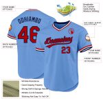 Custom Light Blue Red Navy Baseball Jersey with Personalized Name and Number - Authentic Throwback Style Personalized Light