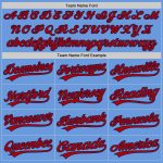 Custom Light Blue Red Navy Baseball Jersey with Personalized Name and Number - Authentic Throwback Style Personalized Light