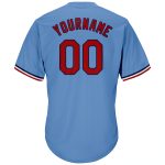 Custom Light Blue Red-Navy Baseball Jersey Shirt with Personalized Name and Number - Authentic Throwback Rib-Knit Design