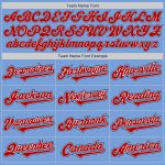 Custom Two Tone Baseball Jersey with Personalized Name and Number - Authentic Light Blue Red-Navy Team Apparel Personalized
