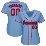 Custom Name and Number Baseball Jersey - Personalized Red-Navy Light Blue Team Jersey Personalized Light Blue Red-Navy Baseball