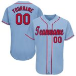 Custom Name and Number Baseball Jersey - Personalized Red-Navy Light Blue Team Jersey Personalized Light Blue Red-Navy Baseball