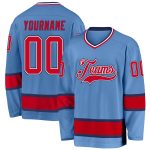 Custom Name and Number Hockey Jersey Light Blue Red-Navy - Personalized Team Jersey Personalized Light Blue Red-Navy Hockey