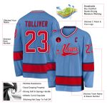 Custom Name and Number Hockey Jersey Light Blue Red-Navy - Personalized Team Jersey Personalized Light Blue Red-Navy Hockey