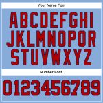 Custom Name and Number Long Sleeve Performance T-Shirt - Light Blue Red-Navy Team Apparel Personalized Light Blue Red-Navy