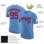 Personalized Light Blue Performance T-Shirt for Men, Red-Navy Design, Customizable Apparel Personalized Light Blue Red-Navy