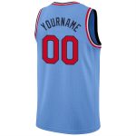 Custom Basketball Jersey with Personalized Name and Number - Light Blue Red-Navy Round Neck Rib-Knit Design Personalized