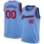 Custom Basketball Jersey with Personalized Name and Number - Light Blue Red-Navy Round Neck Rib-Knit Design Personalized