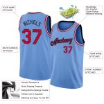 Custom Basketball Jersey with Personalized Name and Number - Light Blue Red-Navy Round Neck Rib-Knit Design Personalized