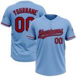 Personalized Light Blue Red Navy Softball Jersey for Unisex - Two-Button Design Personalized Light Blue Red-Navy Two-Button