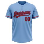 Personalized Light Blue Red Navy Softball Jersey for Unisex - Two-Button Design Personalized Light Blue Red-Navy Two-Button