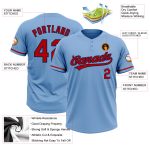 Personalized Light Blue Red Navy Softball Jersey for Unisex - Two-Button Design Personalized Light Blue Red-Navy Two-Button