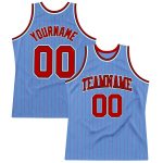 Personalized Light Blue Red-Black Pinstripe Authentic Basketball Jersey Personalized Light Blue Red Pinstripe Red-Black Authentic