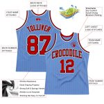 Personalized Light Blue Red-Black Pinstripe Authentic Basketball Jersey Personalized Light Blue Red Pinstripe Red-Black Authentic
