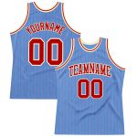 Custom Name Number Basketball Jersey Authentic Red-Cream Light Blue Red Pinstripe - Personalized Team Apparel Personalized