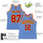 Personalized Light Blue Red Pinstripe Basketball Jersey Authentic Red-Gold Personalized Light Blue Red Pinstripe Red-Gold