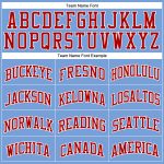 Custom Name and Number Light Blue Red Pinstripe Basketball Jersey - Authentic Team Apparel Personalized Light Blue Red Pinstripe