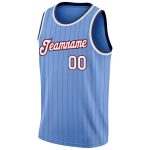 Custom Name Number Authentic Basketball Jersey Light Blue Red Pinstripe White Navy - Personalized Team Jersey Personalized