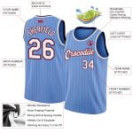 Custom Name Number Authentic Basketball Jersey Light Blue Red Pinstripe White Navy - Personalized Team Jersey Personalized