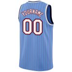 Custom Name Number Authentic Basketball Jersey Light Blue Red Pinstripe White Navy - Personalized Team Jersey Personalized