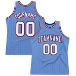 Custom Name and Number Basketball Jersey, Light Blue Red Pinstripe White-Royal, Personalized Team Gear Personalized Light