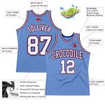 Custom Name and Number Basketball Jersey, Light Blue Red Pinstripe White-Royal, Personalized Team Gear Personalized Light
