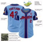 Personalized Authentic Baseball Jersey with Custom Name & Number - Light Blue, Red-Royal Colors, Arm Shapes Personalized